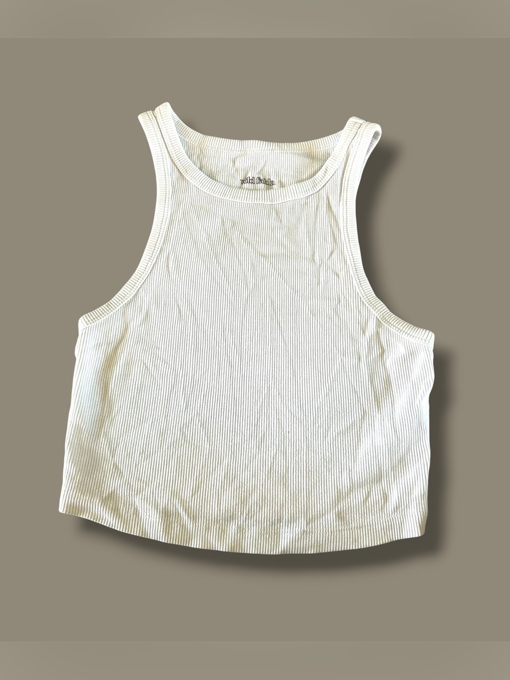 [wild fable] White Ribbed Crop Top Tank